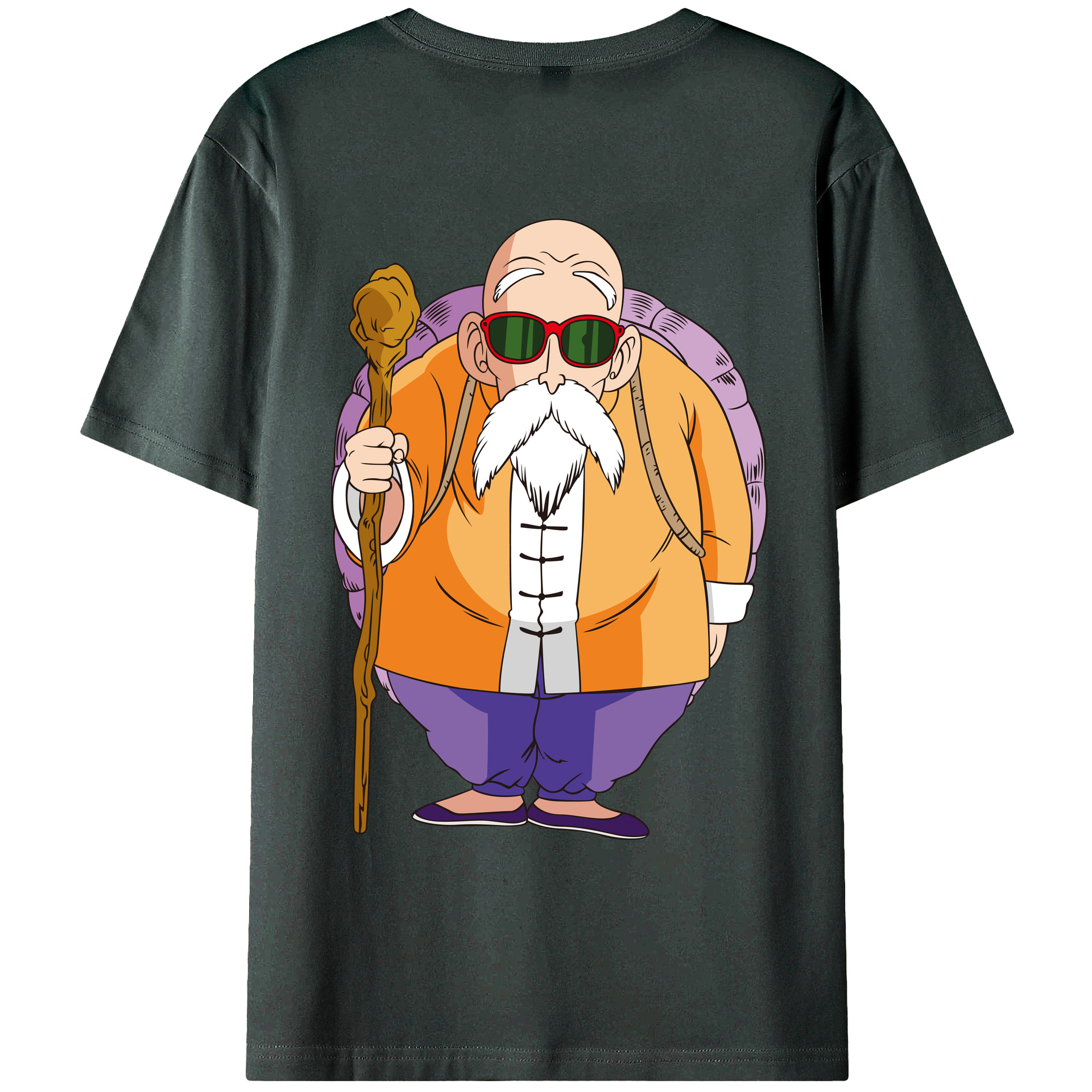 （画像用） ドラゴンボール 亀仙人（かめせんにん） DRAGON BALL Master Roshi Kame Sennin 綿100％ メンズ半袖Tシャツ（バックプリント） 通気性